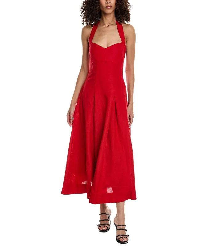 Women's maxi dress swirl charm -Nicholas Lulu Halter Linen-Blend Maxi Dress