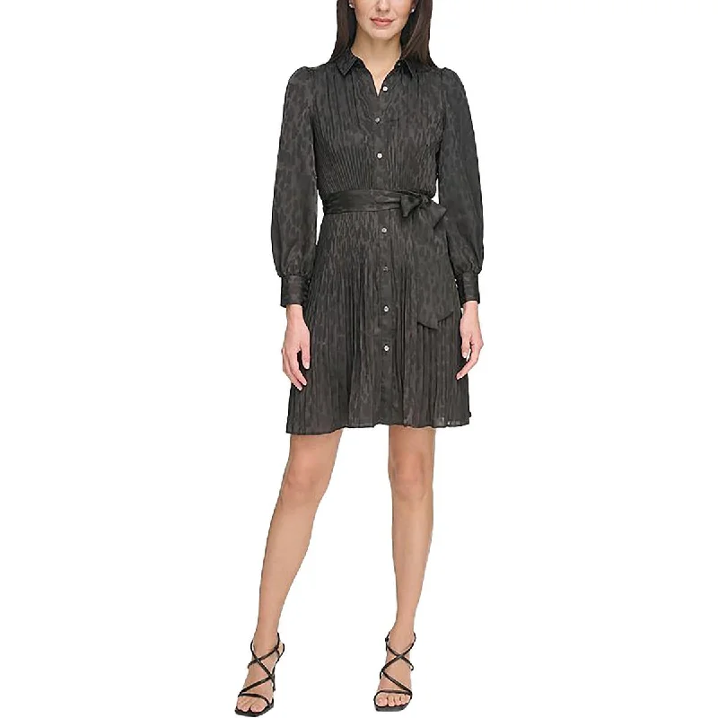 ladies-shirt-dress-limited-edition-Womens Pleated Above Knee Shirtdress