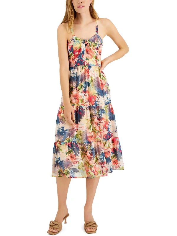 ladies-midi-dress-fitted-flow-Womens Printed Calf Midi Dress