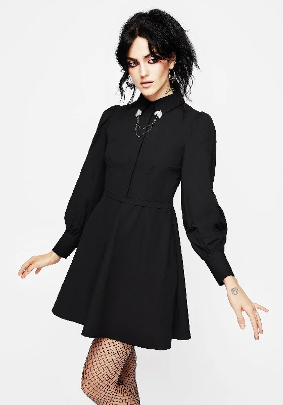 ladies-mini-dress-slate-sizzle-Styx Moth Collar Chain Mini Shirt Dress