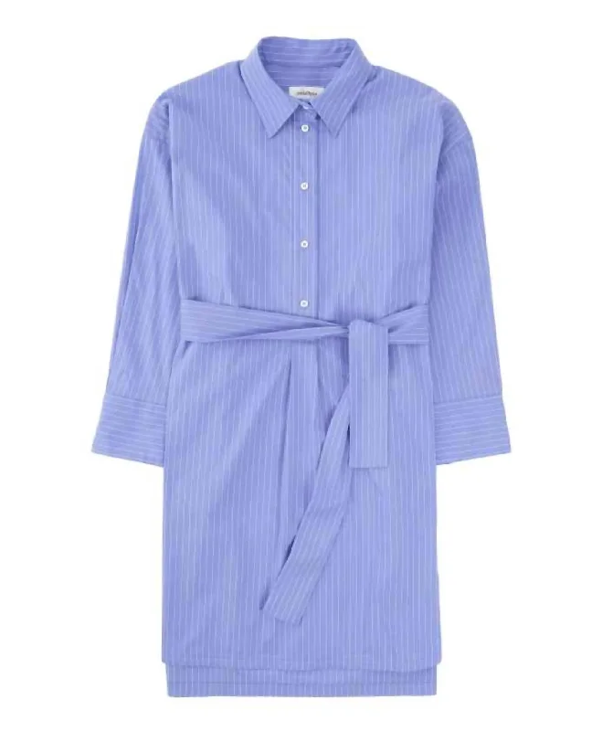 ladies-shirt-dress-bold-statement-Women's Button Down Shirtdress In Blu