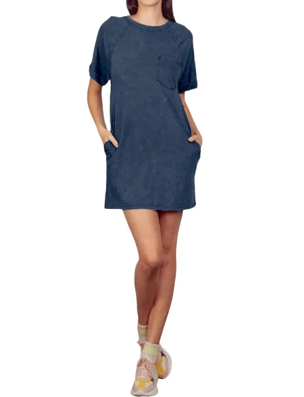 ladies-shirt-dress-fuchsia-flair-Trailblazer Oversize Mineral Wash T-Shirt Dress In Denim Wash Color