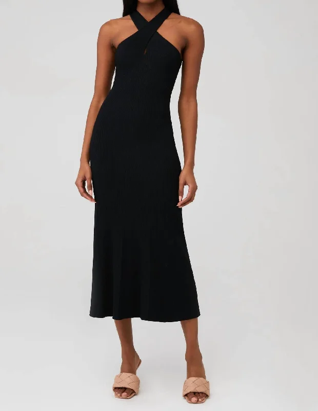 ladies-midi-dress-playful-prance-Dre Criss Cross Midi Dress In Black