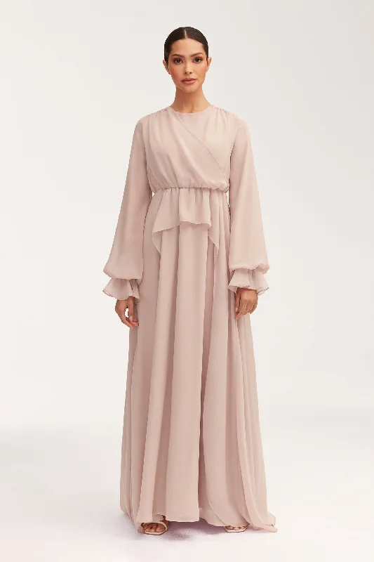 Women's maxi dress kin flow -Aara Chiffon Maxi Dress -  Jasmine Pink