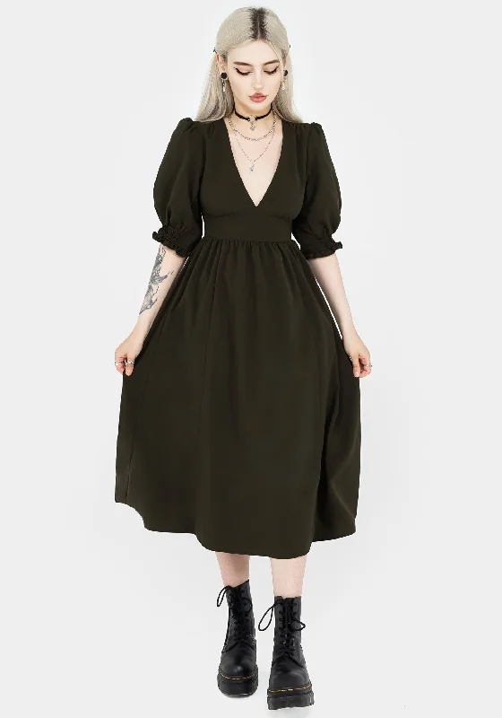 ladies-midi-dress-black-bliss-Divination Textured Midi Dress - Green