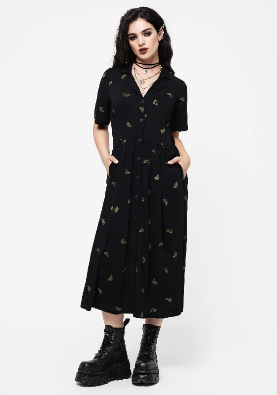 ladies-midi-dress-sunset-sweep-Osmunda Fern Embroidered Midi Shirt Dress