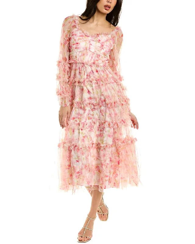 ladies-midi-dress-insta-illume-Beulah Sheer Frill Midi Dress