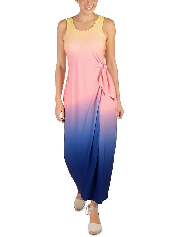 ladies-midi-dress-party-poise-Womens Ombre Mid-Calf Midi Dress