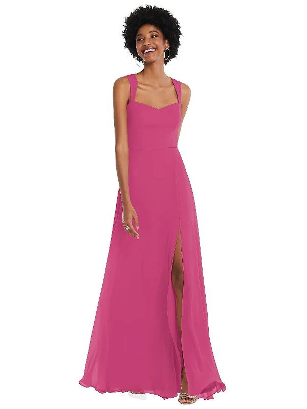 Women's maxi dress town ripple -Contoured Wide Strap Sweetheart Maxi Dress