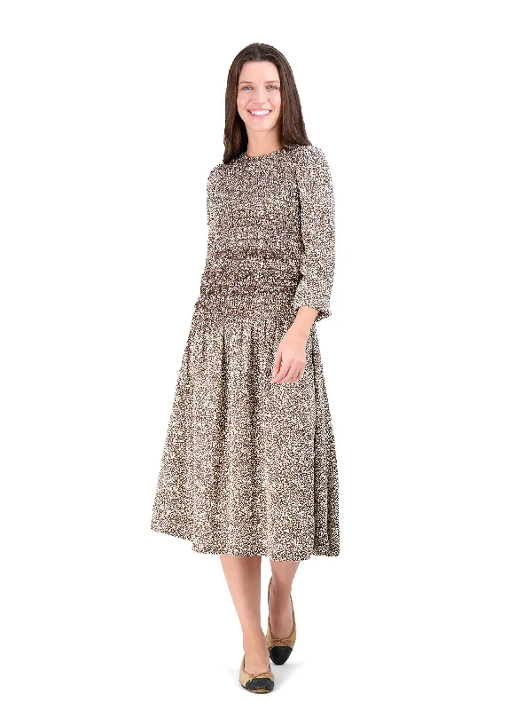 ladies-midi-dress-romantic-ripple-Ginger Ruffle Waist Smocked Midi Dress