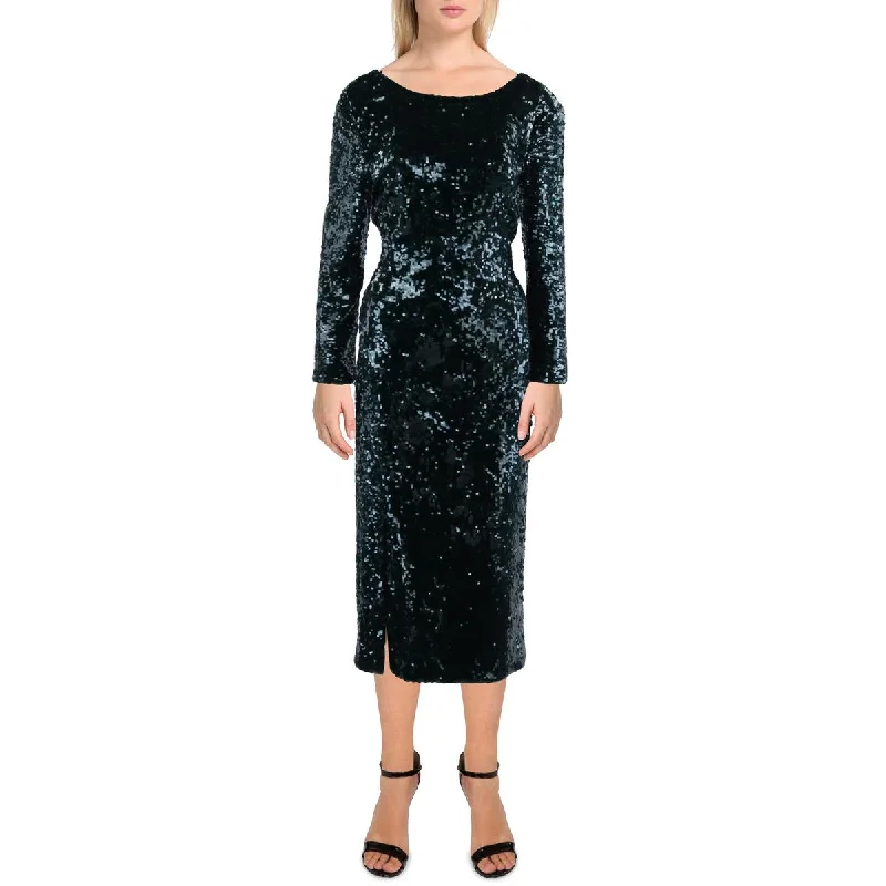 Women's bodycon dress lace -Natalie Womens Sequined Midi Bodycon Dress