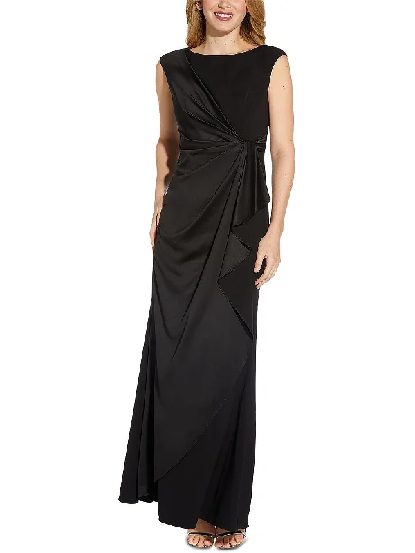 Women's maxi dress wide sweep -Womens Drapey Maxi Evening Dress