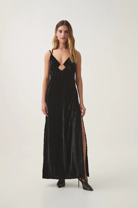 Women's maxi dress town ripple -Moonbow Velvet Maxi Dress