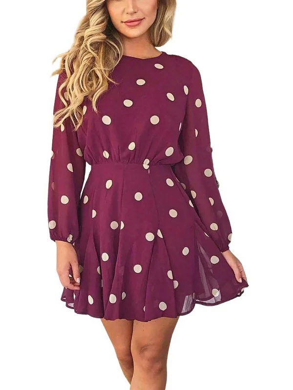 ladies-mini-dress-black-blitz-Womens Polka Dot Short Mini Dress