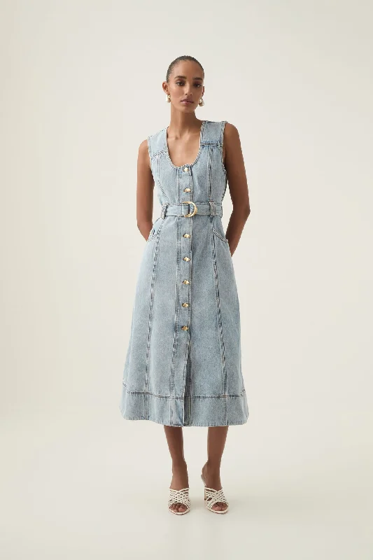 ladies-midi-dress-minimal-muse-Aura Denim Midi Dress