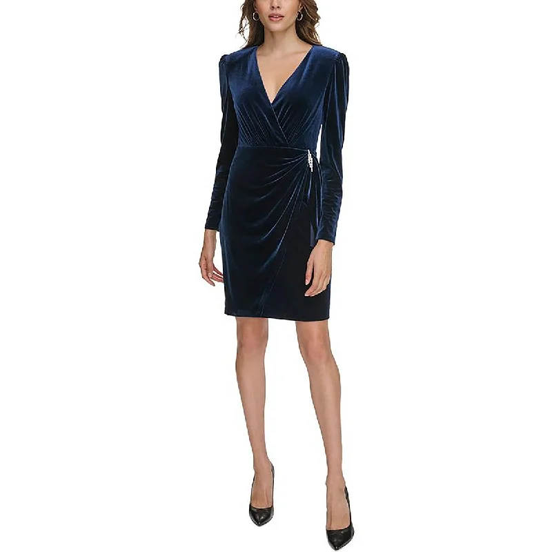 Women's bodycon dress tailored -Womens V Neck Velvet Bodycon Dress