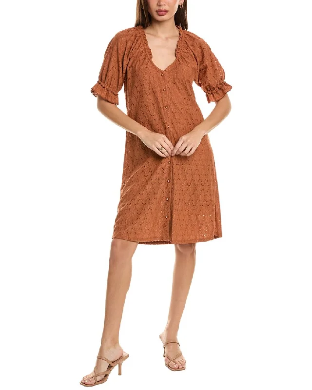 ladies-shirt-dress-coffee-date-Bobeau Eyelet Shirtdress