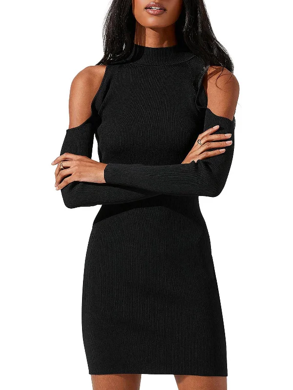 Women's bodycon dress mesh -Kade Womens Knit Cold Shoulder Bodycon Dress