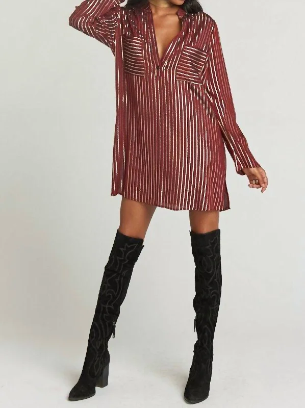 ladies-shirt-dress-asymmetrical-hem-Maribelle Shirt Dress In Late Night Stripe