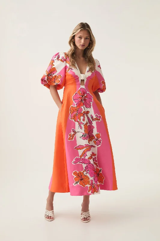 ladies-midi-dress-bright-bliss-Overflow Knotted Midi Dress