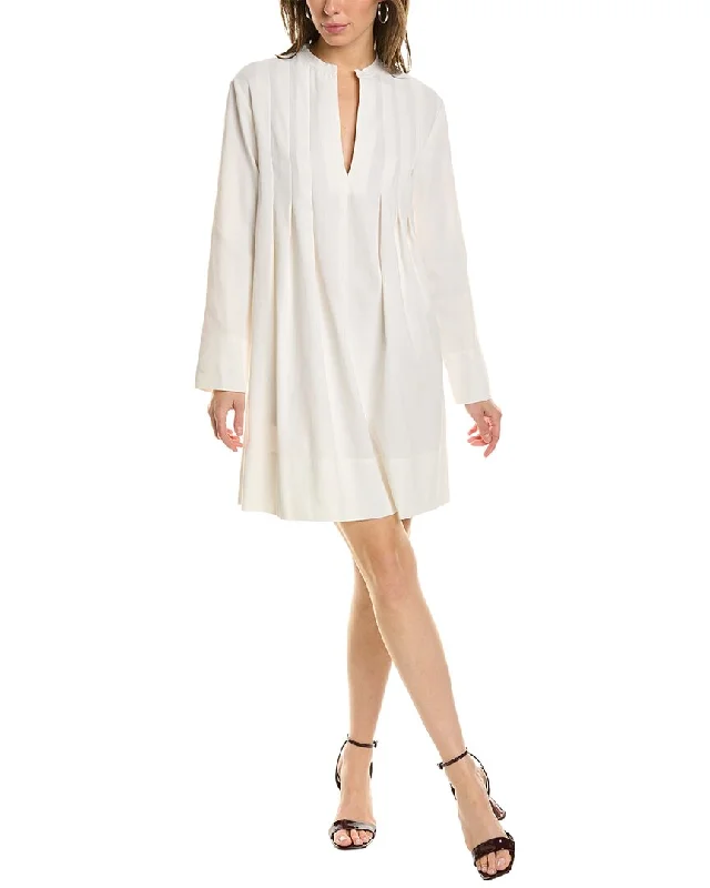 ladies-mini-dress-versatile-vibe-Vince Trapeze Pleat Linen-Blend Mini Dress