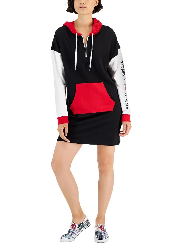 ladies-shirt-dress-insta-worthy-Womens Hooded Mini Sweatshirt Dress