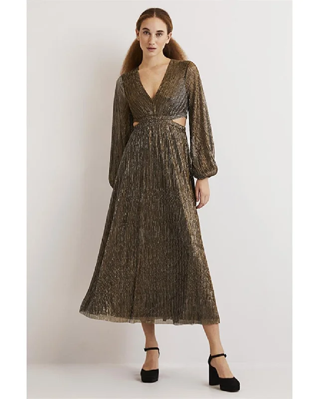 Women's maxi dress hint flow -Boden Metallic Cut-Out Maxi Dress