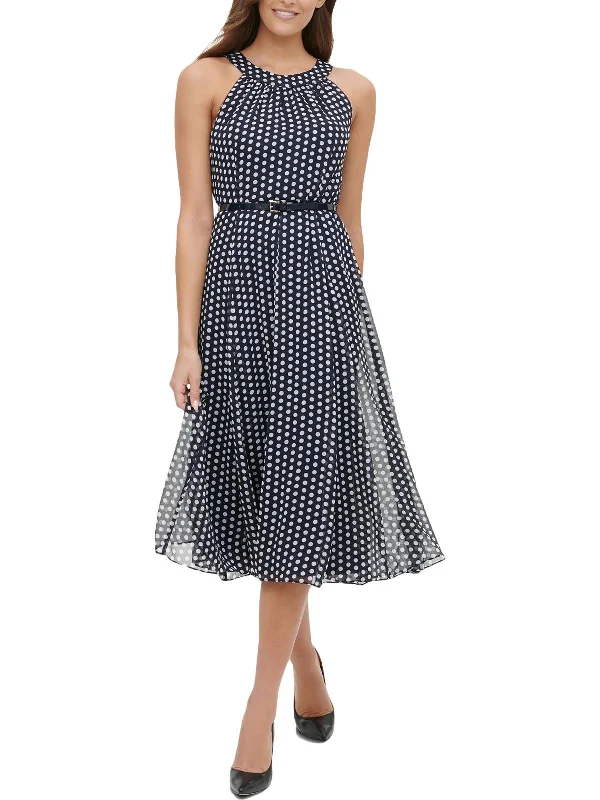 Women's maxi dress easy glide -Womens Polka Dot Sleeveless Maxi Dress