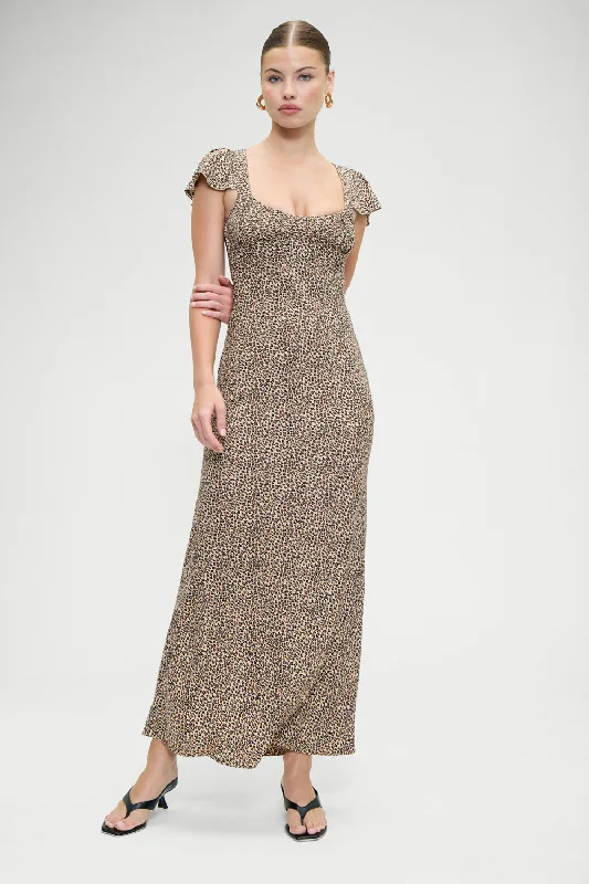 Women's maxi dress snow flow -Rosalyn Maxi Dress - Baby Leopard