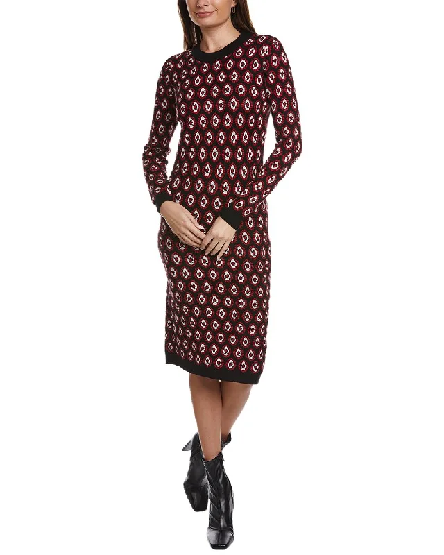 ladies-midi-dress-statement-sweep-Elie Tahari Jacquard Slim Midi Dress