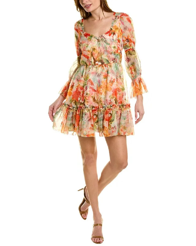 ladies-mini-dress-flowy-frolic-Marchesa Notte Ruffle Mini Dress