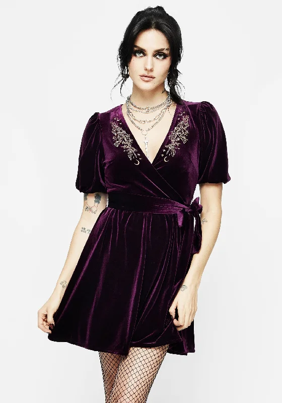 ladies-mini-dress-romantic-rush-Hera Embroidered Mini Wrap Dress