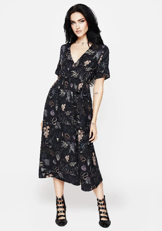 ladies-midi-dress-lapis-luster-Maudeline Victoriana Print Eco-Viscose Midi Wrap Dress