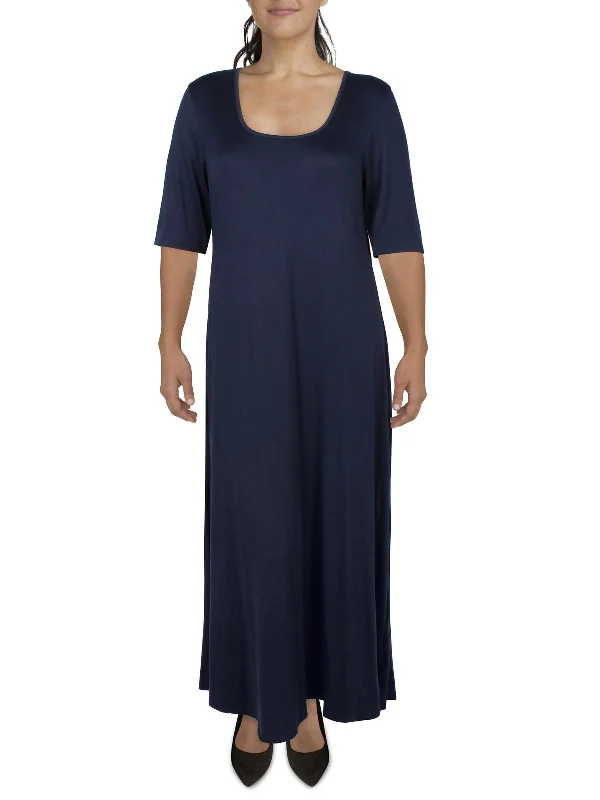 Women's maxi dress love sweep -Plus Womens Short Sleeve Long Maxi Dress