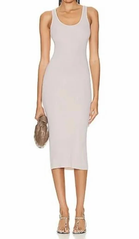 ladies-midi-dress-sweetheart-sway-Silk Rib Tank Midi Dress In Quartz