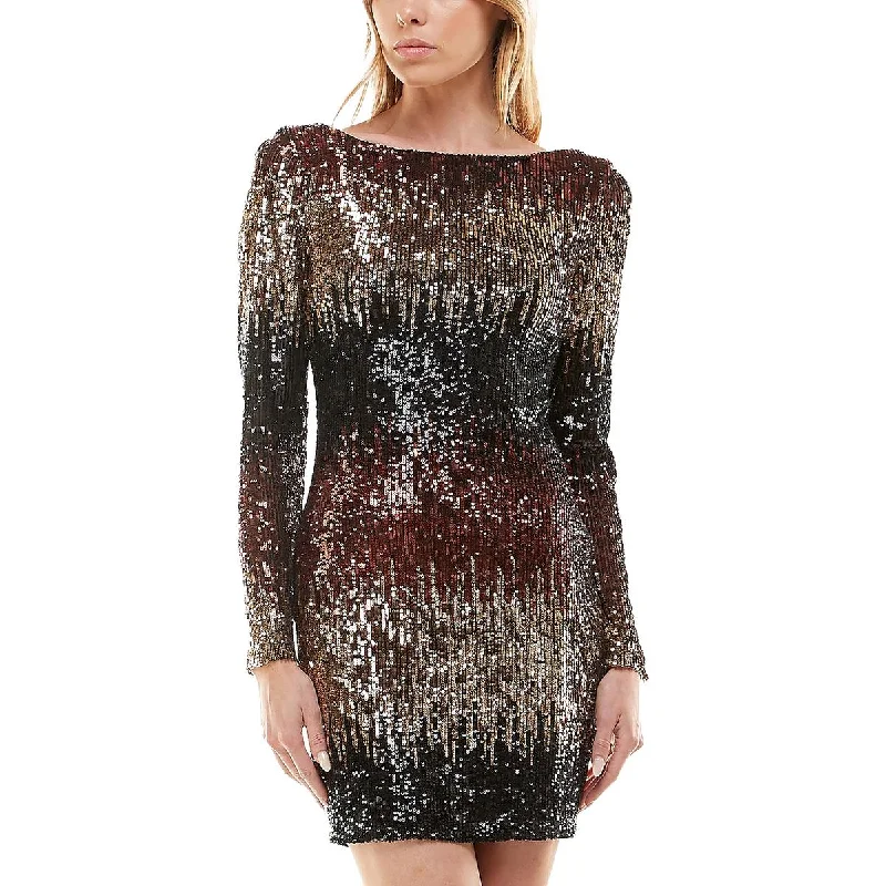 Women's bodycon dress artsy -Juniors Womens Sequined Mini Bodycon Dress