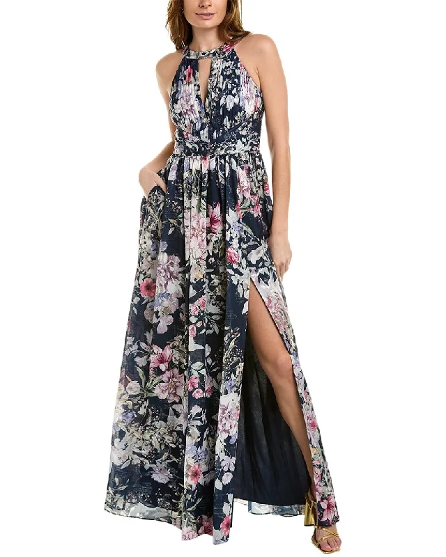 Women's maxi dress mini drift -Aidan Mattox Printed Halter Maxi Dress