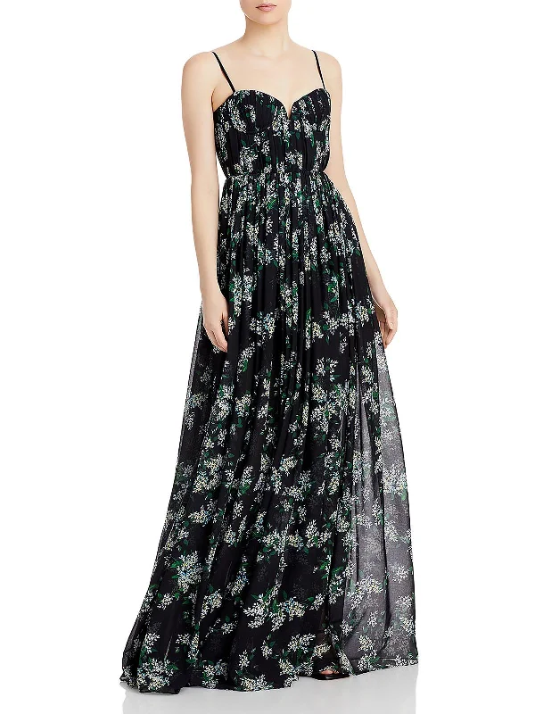 Women's maxi dress long charm -Womens Floral Print Maxi Evening Dress