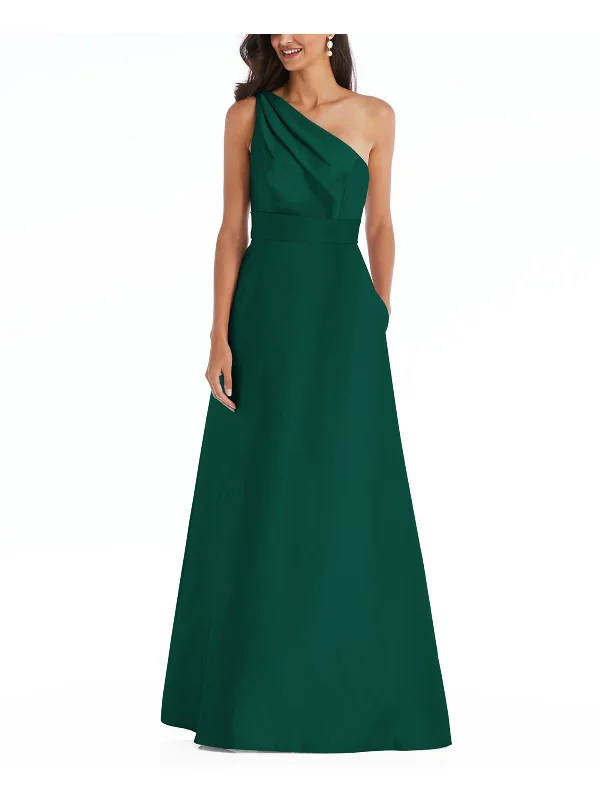 Women's maxi dress wide sweep -Womens Belted Maxi Evening Dress