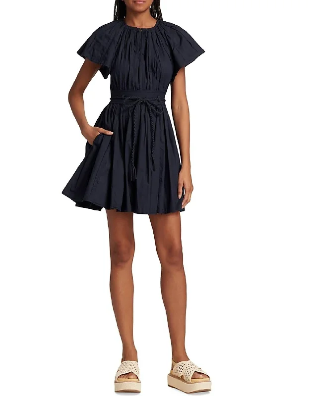 ladies-mini-dress-tiktok-tango-Jessa Belted Mini Dress In Midnight Blue