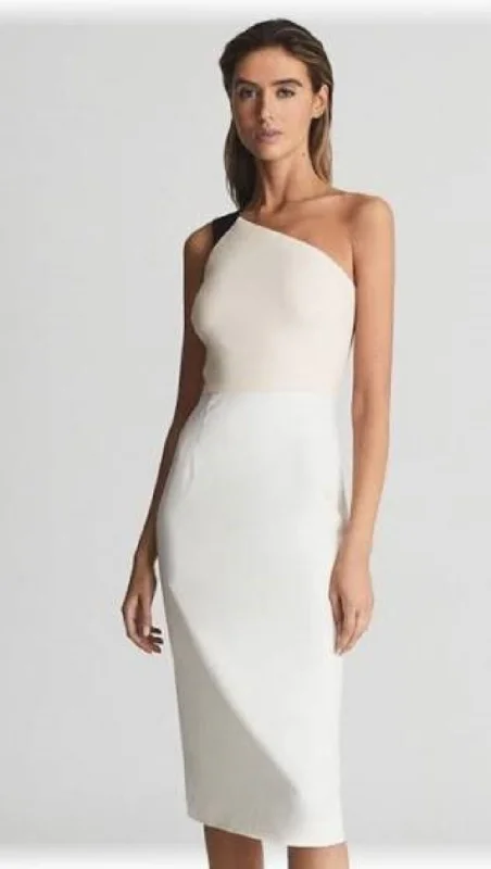 Women's bodycon dress wrap -RIANA COLORBLOCK BODYCON WHITE/NUDE