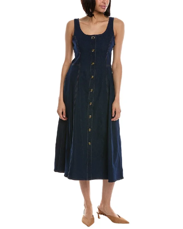 ladies-midi-dress-work-to-waltz-Anne Klein Button Front Midi Dress