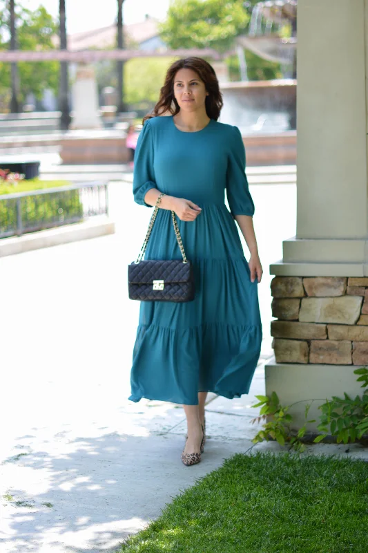 Women's maxi dress web flow -Marbella Teal Maxi Dress