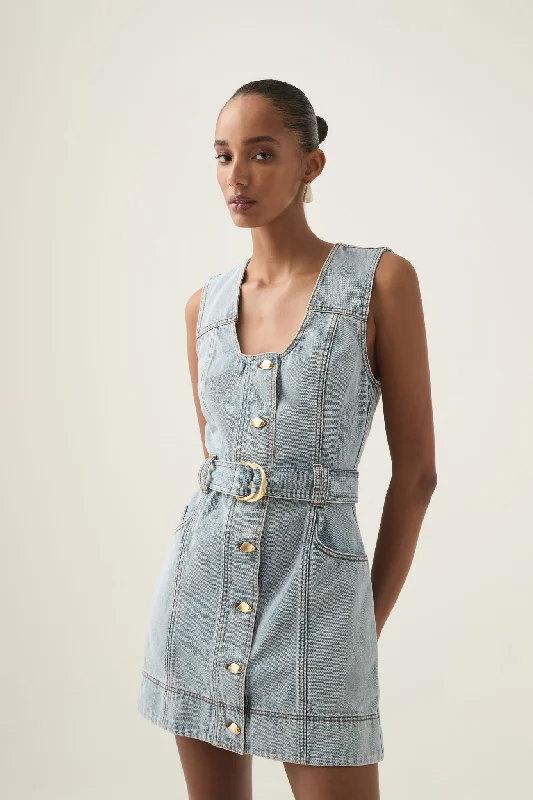 ladies-mini-dress-runway-rush-Aura Denim Mini Dress