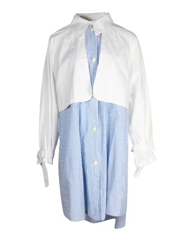 ladies-shirt-dress-peach-fresh-MM6 Maison Margiela Layered Shirt Dress in Light Blue Cotton