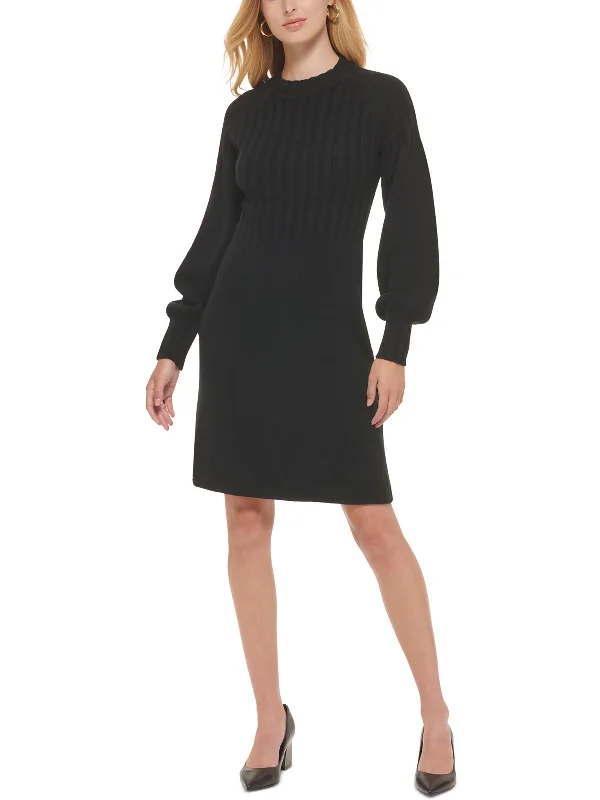 ladies-midi-dress-slate-sway-Petites Womens Ribbed Midi Sweaterdress