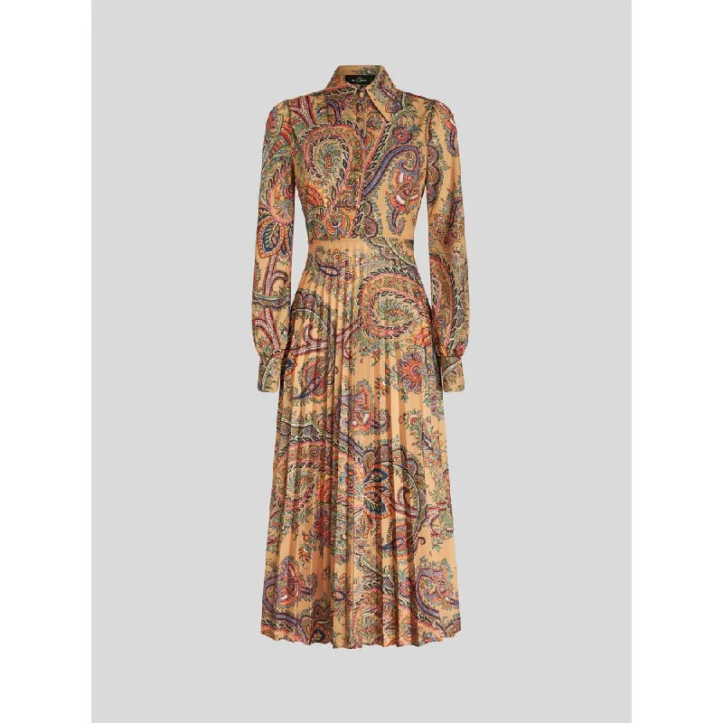 ladies-shirt-dress-loose-silhouette-SHIRT DRESS WITH LEAFY PAISLEY PATTERN