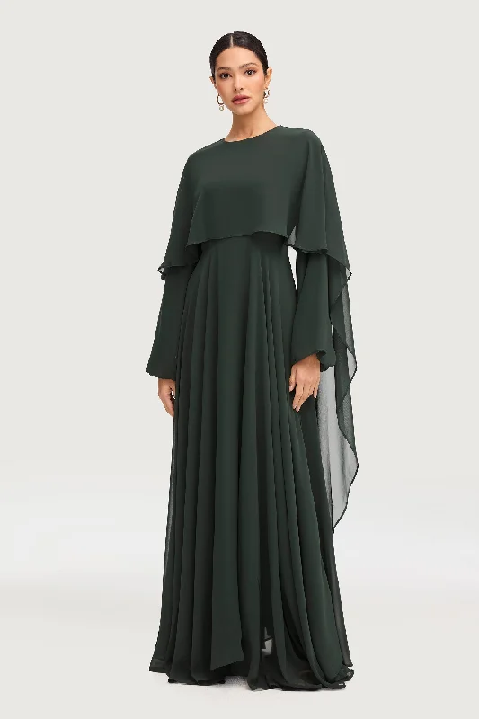 Women's maxi dress bold drift -Falak Draped Chiffon Maxi Dress - Emerald