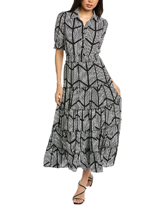 Women's maxi dress chat flow -T Tahari Tiered Maxi Dress