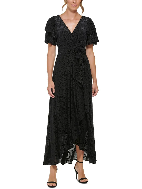 Women's maxi dress web flow -Womens Velvet Burnout Maxi Dress